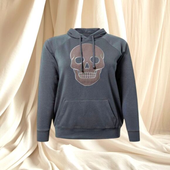 TORRID Plus SKULL Classic Fit Cozy Fleece Knit Fabric Vintage Black Hoodie Si… - Picture 1 of 13